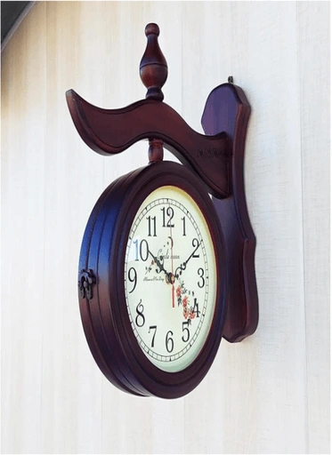 Anabia Large Wooden Station Dubble Side Wall Clock, Home Decor, Office Decor Wall Clock Brown