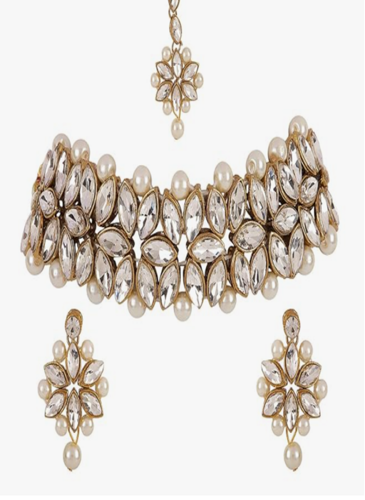 Shining Diva Fashion Latest Choker Design Antique Kundan Traditional Necklace Jewellery Set for Women