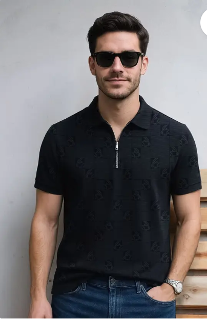 Men Printed Round Neck Polycotton Black T-Shirt