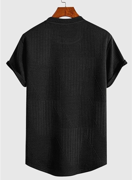 Men Printed Round Neck Polycotton Black T-Shirt